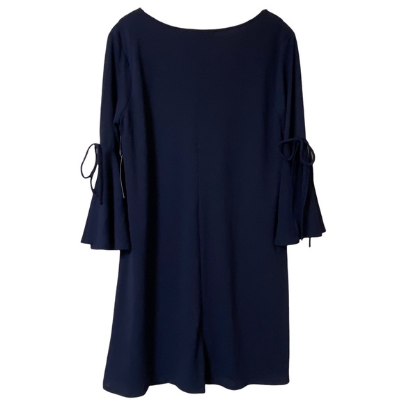 Naif Navy Blue Bell Sleeve Midi Swing Dress New Size M - Picture 2 of 9